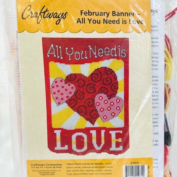 Craftways All You Need is Love Plastic Canvas Kit - New - Picture 1 of 5